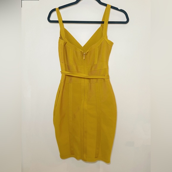 Boohoo Bandage Tie Detail Mini Dress (Mustard) - Picture 6 of 7